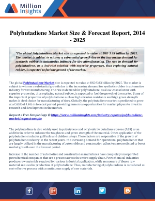 Polybutadiene Market CAGR, Trends and Forecast 2014 - 2025