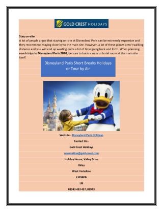 Disneyland Paris Short Breaks Holidays or Tour by Air