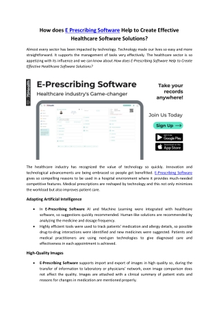 How does E Prescribing Software Help to Create Effective Healthcare Software Solutions