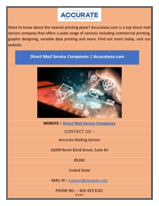 Direct Mail Service Companies | Accurateaz.com