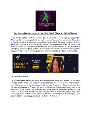 Buy Sarees Online Sarees are the Best Ethnic Wear for Indian Women-converted