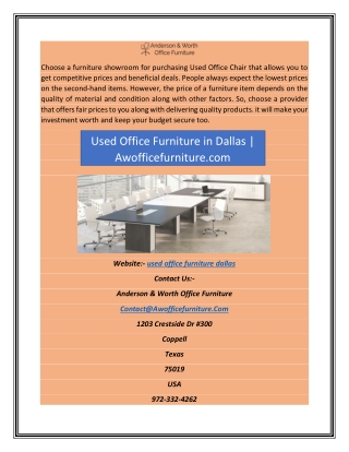 Used Office Furniture in Dallas | Awofficefurniture.com