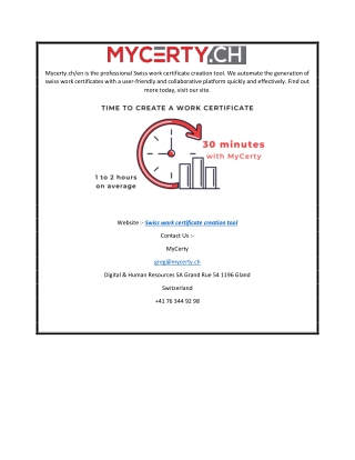 Swiss Work Certificate Creation Tool  Mycerty.ch