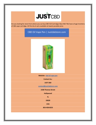 CBD Oil Vape Pen | Justcbdstore.com