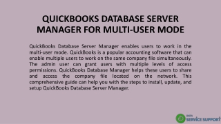 QUICKBOOKS DATABASE SERVER MANAGER FOR MULTI-USER MODE