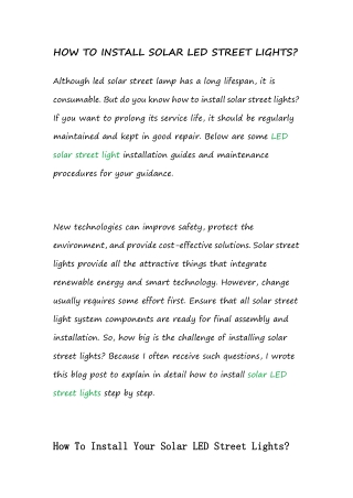 HOW TO INSTALL SOLAR LED STREET LIGHTS