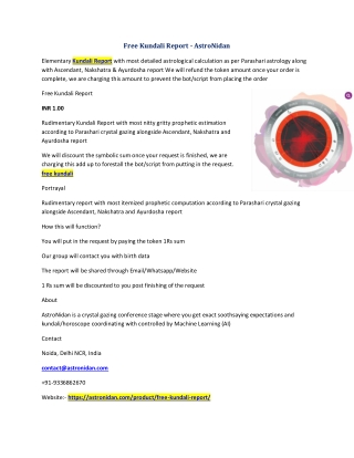 Free Kundali Report - AstroNidan