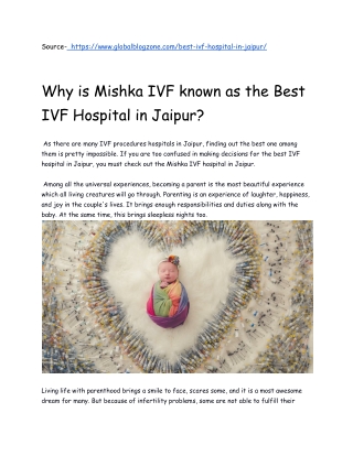 Why is Mishka IVF known as the Best IVF Hospital in Jaipur?