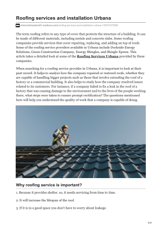 Roofing services and installation Urbana