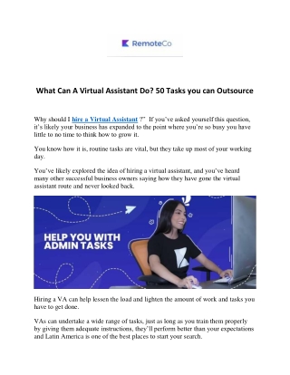 What Can A Virtual Assistant Do? 50 Tasks you can Outsource