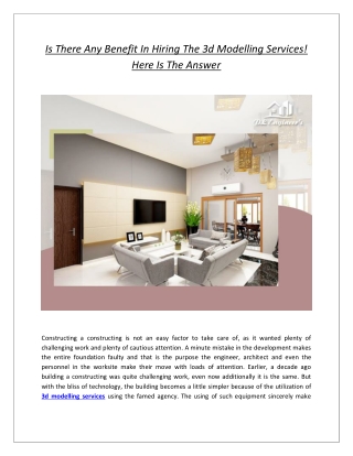 Is There Any Benefit In Hiring The 3d Modelling Services