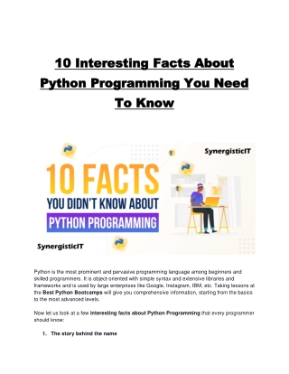 Interesting Facts About Python Programming