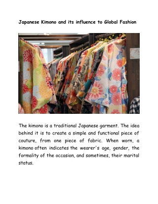 Japanese Kimono and its influence to global fashion