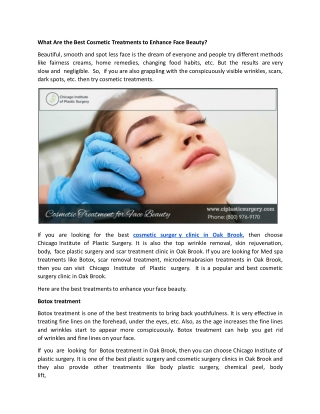 CI Plastic-What Are the Best Cosmetic Treatments to Enhance Face Beauty