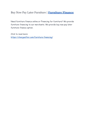 Furniture Finance | Buy Now Pay Later Furniture