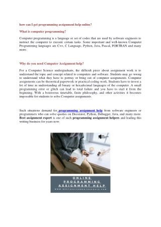 how can I get programming assignment help online