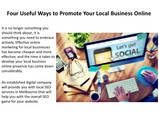 Four Useful Ways to Promote Your Local Business