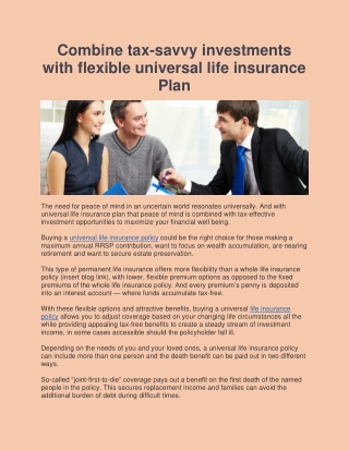 Combine tax-savvy investments with flexible universal life insurance Plan
