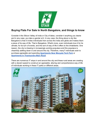 Buying Flats For Sale In North Bangalore, and things to know
