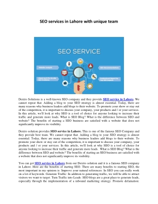 SEO services in Lahore with unique team