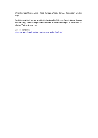 Water Damage Mission Viejo - Flood Damage & Water Damage Restoration Mission Vie