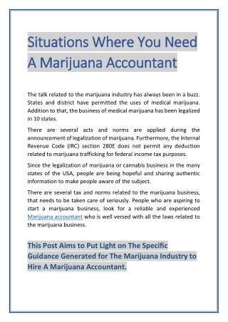 Situations Where You Need A Marijuana Accountant
