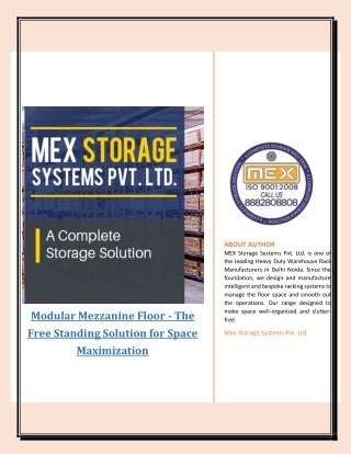 Modular Mezzanine Floor - The Free Standing Solution for Space Maximization