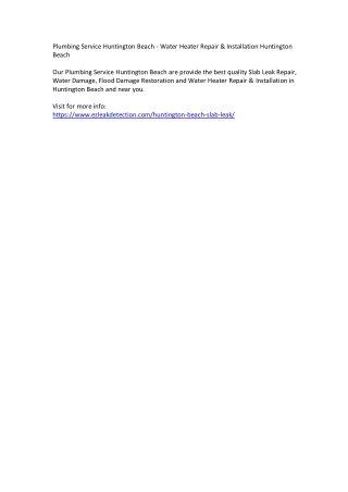 Plumbing Service Huntington Beach - Water Heater Repair & Installation