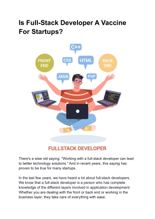 Is Full-Stack Developer A Vaccine For Startups?