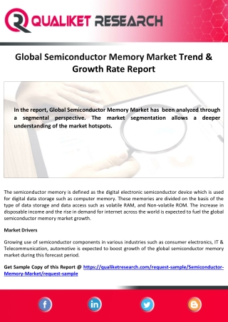 Global   Semiconductor Memory Market Assessment, Opportunities, Insight, Trends,