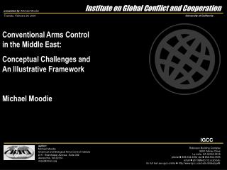 author: Michael Moodie Chemical and Biological Arms Control Institute 2111 Eisenhower Avenue, Suite 302 Alexandria, VA 2