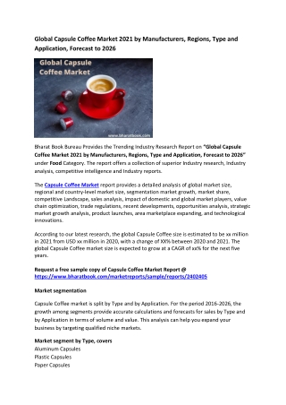 Global Capsule Coffee Market Research Report 2021-2026