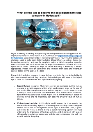 What are the tips to become the best digital marketing company in Hyderabad