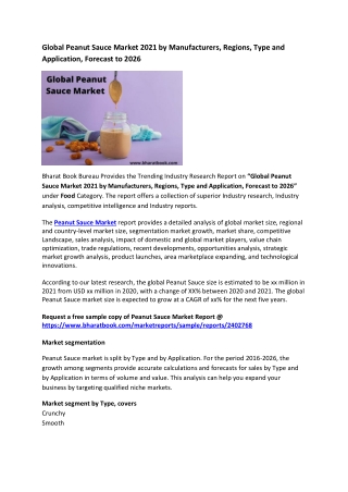 Global Peanut Sauce Market Research Report 2021-2026