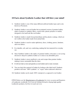 Processing and facts about synthetic leather