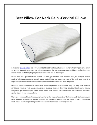 Best Pillow For Neck Pain-cervical pillow