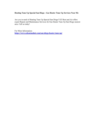 Heating Tune Up Special San Diego, CA | Heater Tune Up Service Near Me