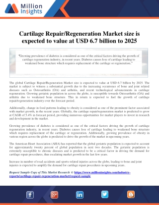 Cartilage Repair/Regeneration Market size is expected to value at USD 6.7 billio