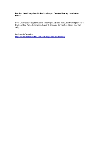 Ductless Heat Pump Installation San Diego - Ductless Heating Installation Servic