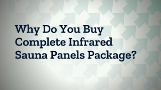 Complete Infrared Sauna Panels Package