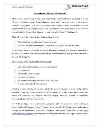 Importance of Breast Ultrasound