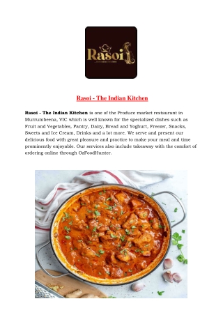 5% off - Rasoi The Indian Kitchen Menu Tarneit, VIC
