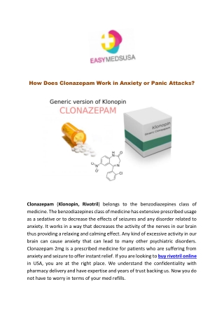 How Does Clonazepam Work in Anxiety or Panic Attacks?