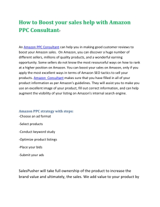 Amazon PPC Consultant