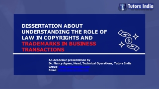 Dissertation about Understanding the Role of Law in Copyrights and Trademarks in Business (1)