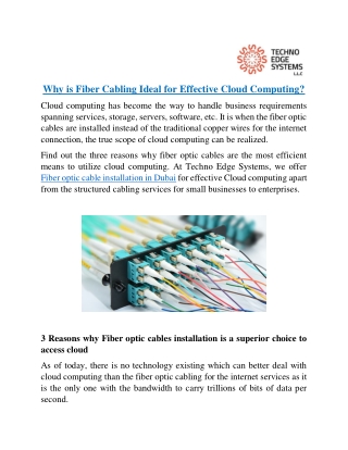 Why is Fiber Optic Cabling Ideal for Effective Cloud Computing?