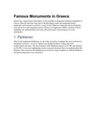 Famous Monuments in Greece