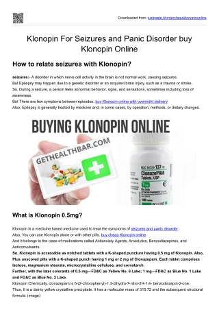 Klonopin For Seizures and Panic Disorder buy Klonopin Online