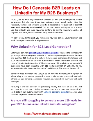 How do I generate B2B leads on LinkedIn for my B2B Business
