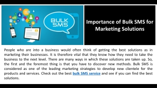Importance of Bulk SMS for Marketing Solutions